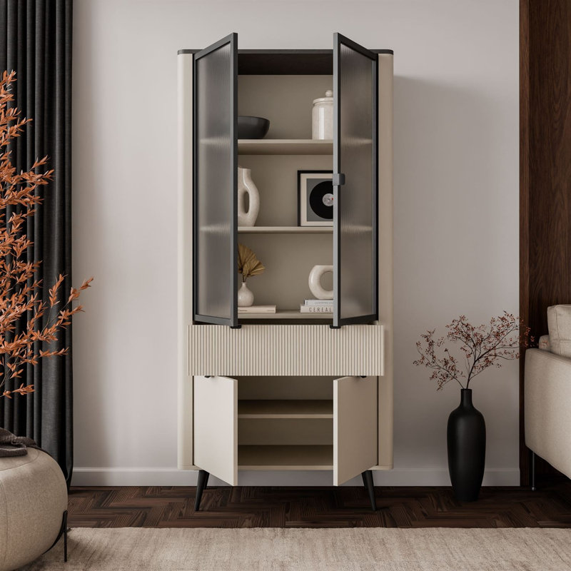 Display Cabinet, cashmere / grey stone