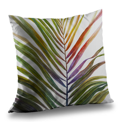 Watercolor Tropical Palm Leave Throw Pillow - Orange Poly Twill