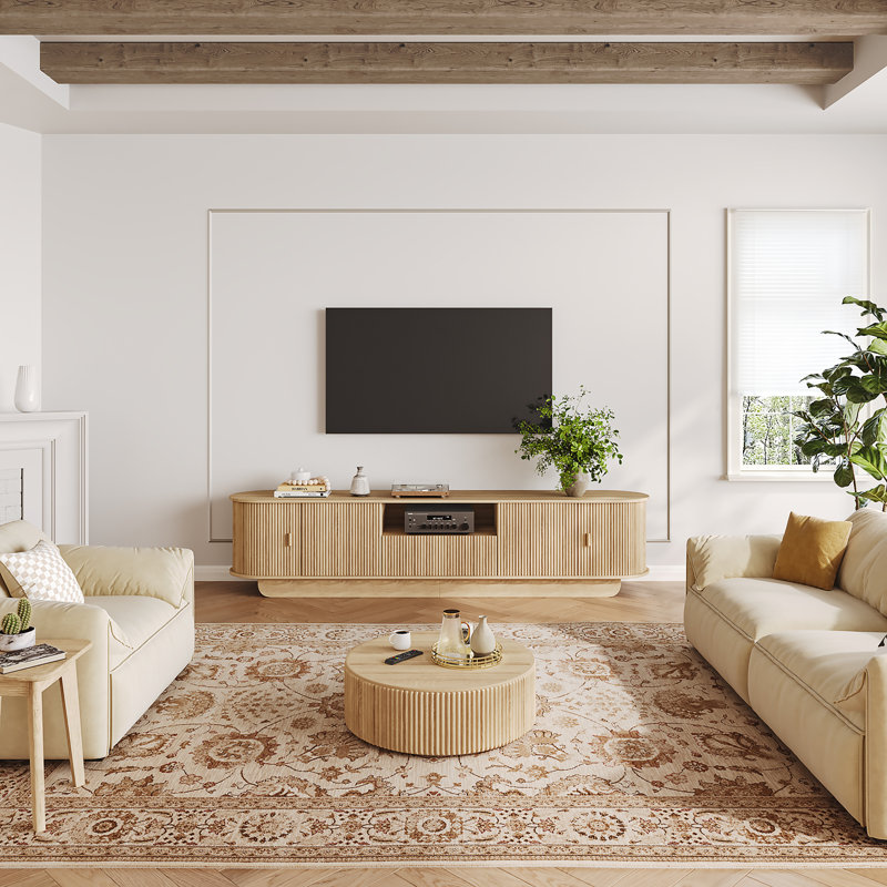 Ebern Designs 86.6" Curved Tv Stand & Reviews | Wayfair
