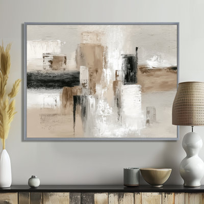 Brown And Black Brushstroke Abstract Painting - Cubism Canvas Print Wall Art, Brown Abstract Wall Decor