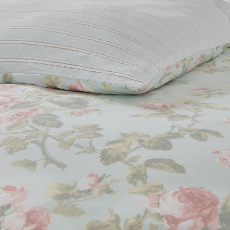 Madelynn Full/Queen Blue Cotton Floral Bedspread Cover Set
