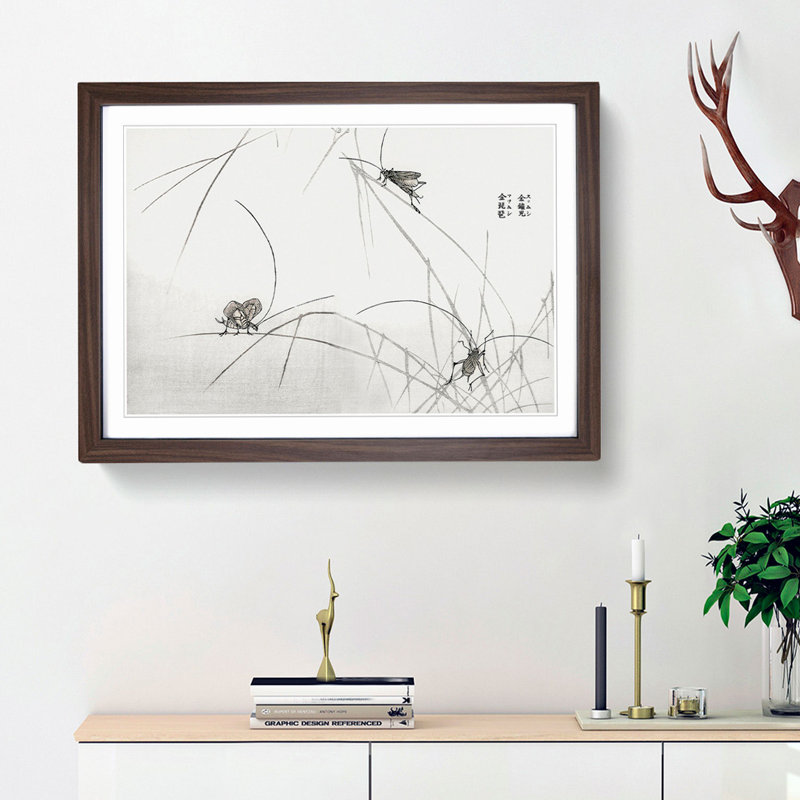 Crickets by Morimoto Toko - Picture Frame Painting Print, 36cm H x 48cm W x 2cm D, Walnut Framed