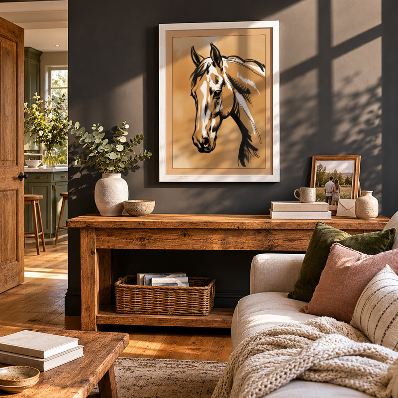 Horse In Profile Modern - Print, A4 - 29.7 x 21.0 cm, White