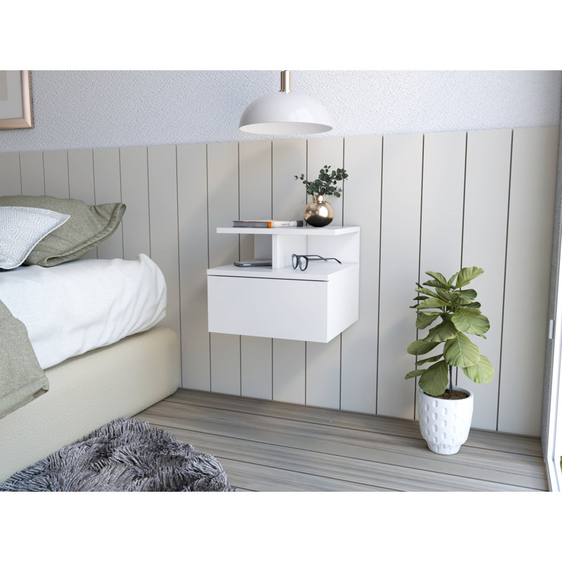 Reister Floating Nightstand Flopini, One Drawer, White