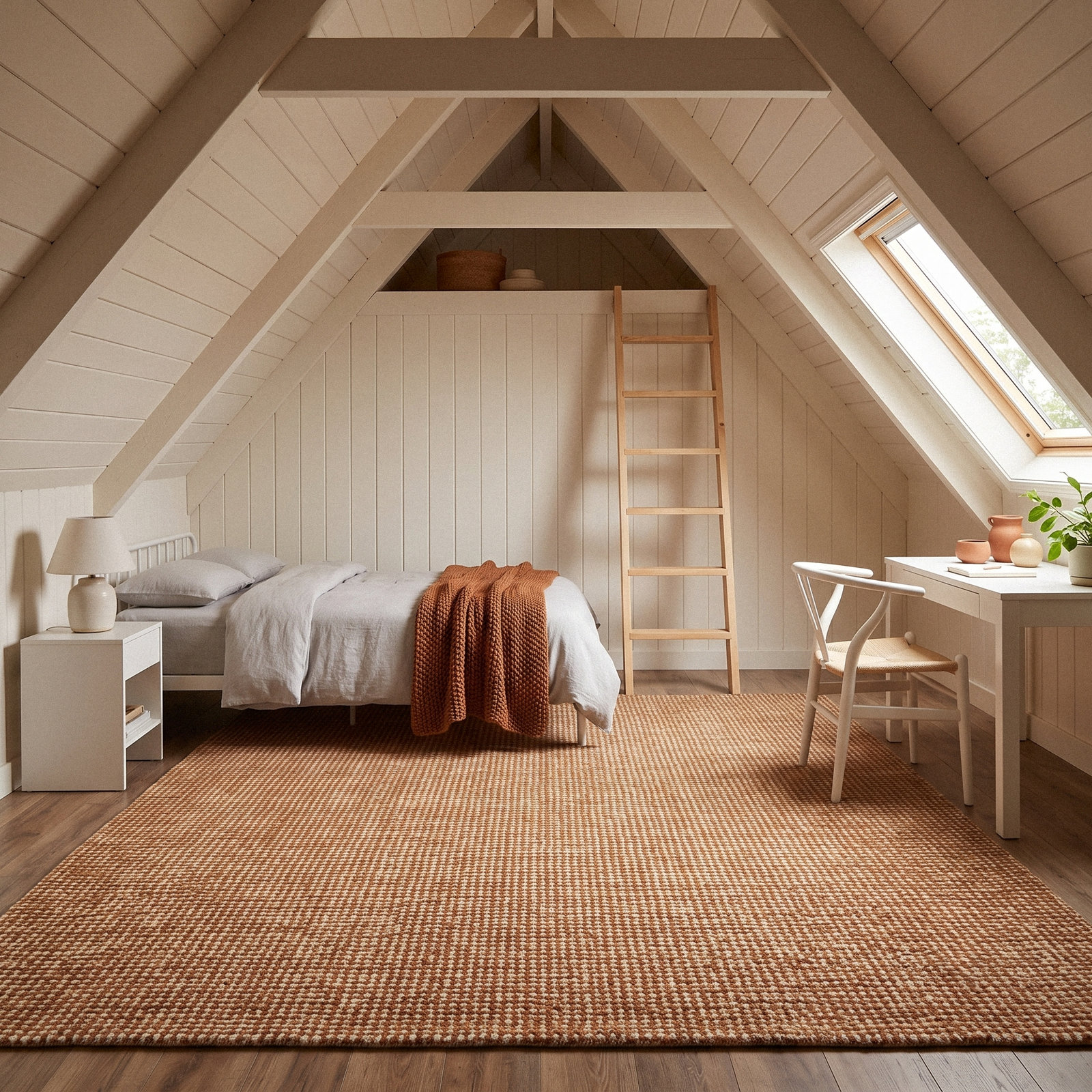 Askino Hand-Tufted Wool Area Rug, Rust, Rectangle 8'6" x 11'6"