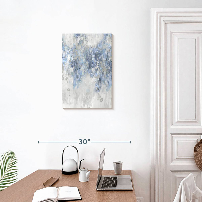 Avery Cascade Blue With Silver, 24" H x 16" W