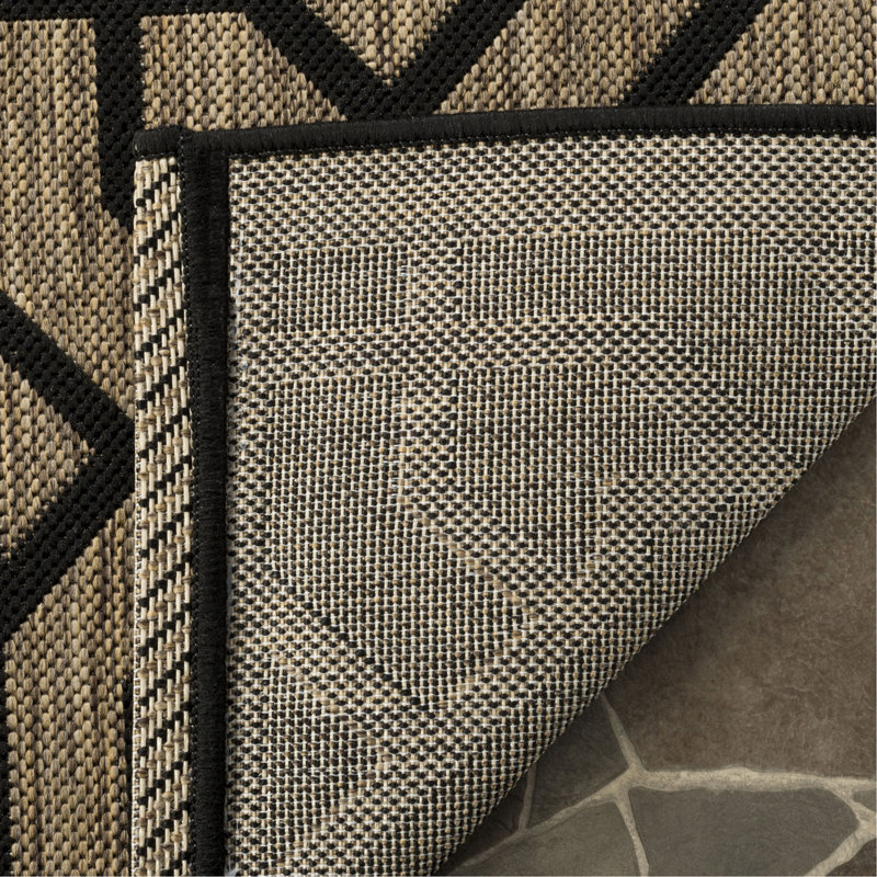 Noir/beige à motif géométrique Narooma Tapis décoratif, Rectangle 4 pi x 5 pi 7 po