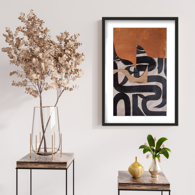 Gai: A Symphony Of Abstraction, 30" H x 24" W x 1.125" D, Black, Framed Matted Print