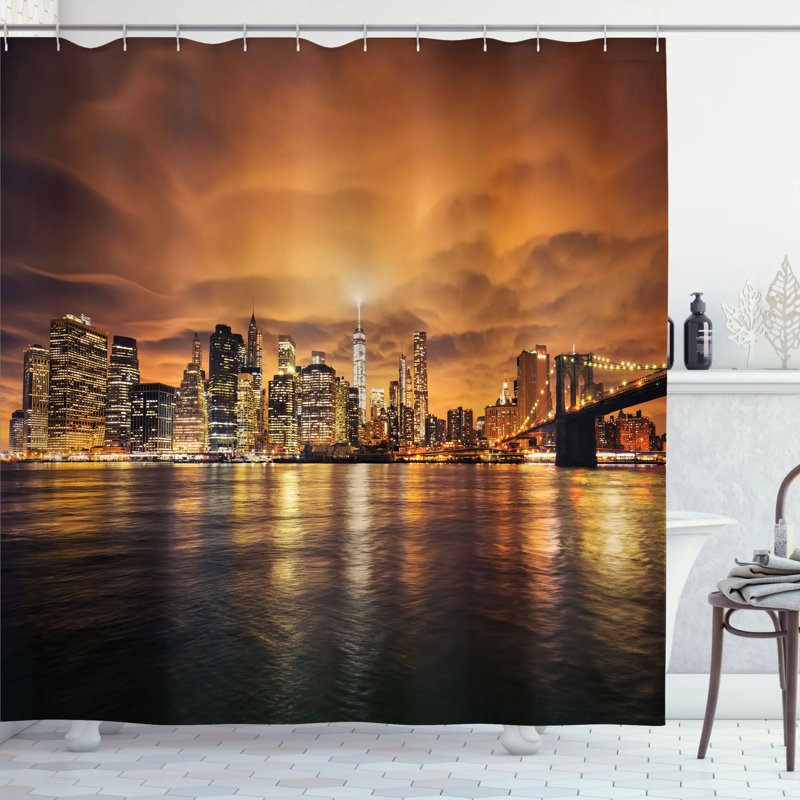 Shower Curtain with Hooks Included, 70" H x 69" W