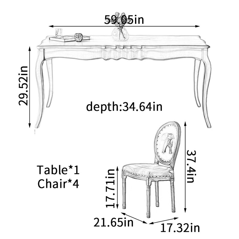 Table de salle à manger rectangulaire en bois de style pastoral