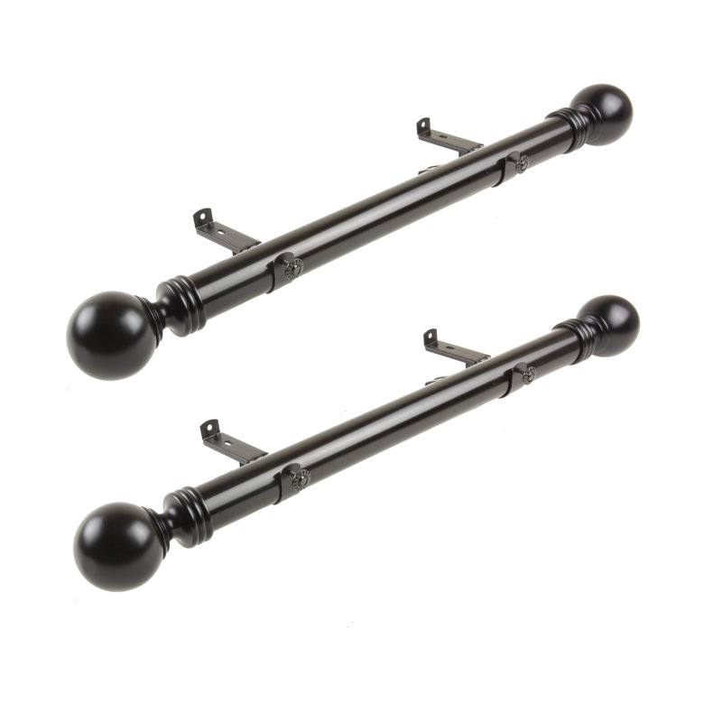 SantaMarina Stainless Steel 1.5'' Double Curtain Rod, 1.5" H x 18" W x 1.5" D, Black