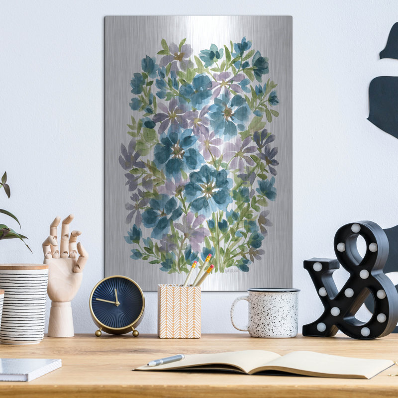 «Blue Blooms» par Yvette St. Amant, art mural en métal, H 16 po x l 12 po