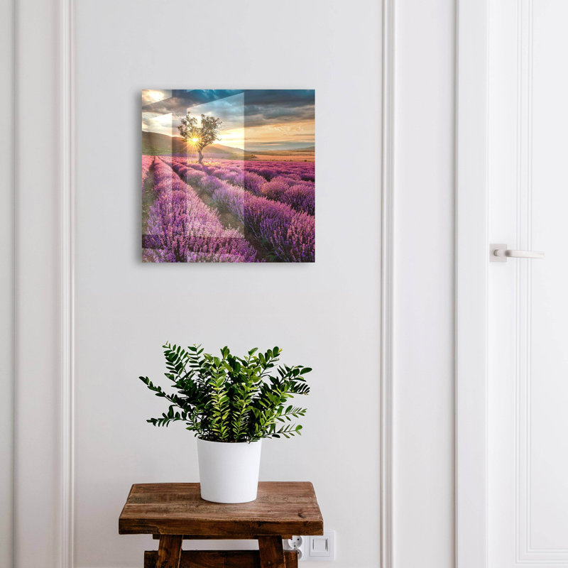 Key box, Opens to the right, 30x30x5, Black, Purple lavender fields at sunset, 