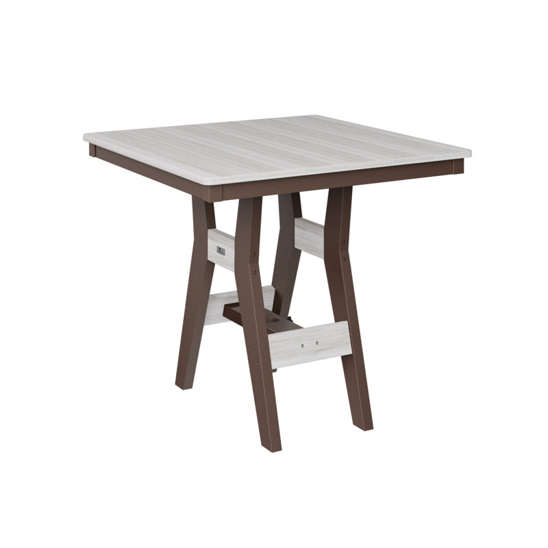 Berlin Gardens Harbor 33″ Square Bar Table, Chocolate Brown, 35.5" H x 33" W x 33" D, Seashell