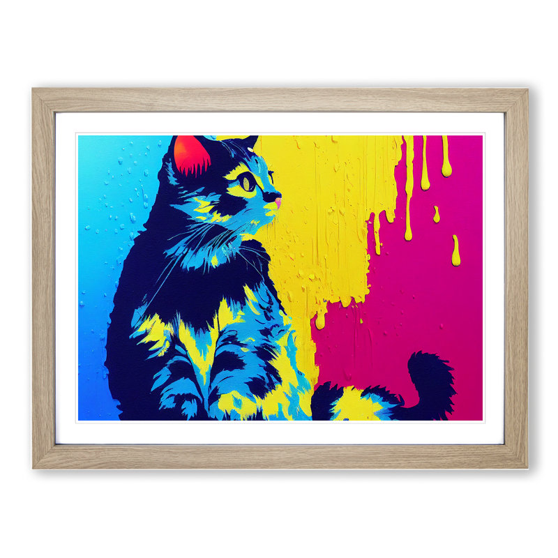Cat Splash Vol.5 Abstract - Framed Print, 46cm H x 64cm W x 2cm D, Oak
