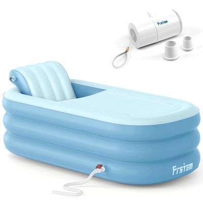 Inflatable Bath Tub For Adults, Portable Foldable With Wireless Electric Air Pump, 64" Collapsible Ice Bath Tub For Athletes, Spa Freestanding Soaking Barrel For Indoor Or Outdoor,