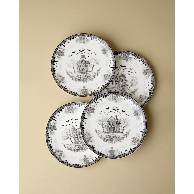 Lenox Haunted Village Accent Plates, Set Of 4, Assorted, Service For 4