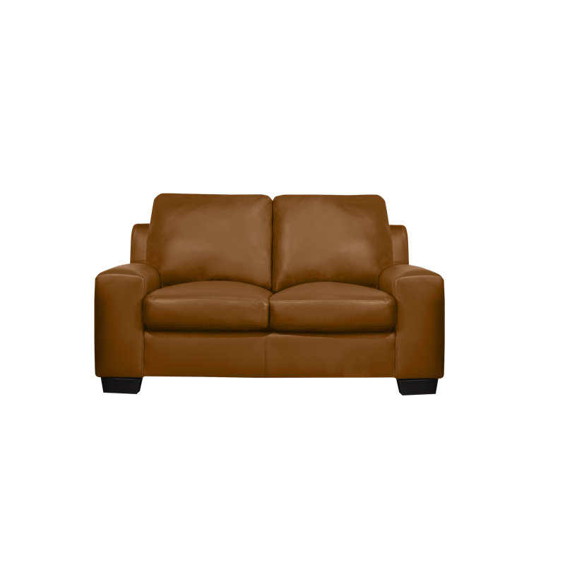 Causeuse en cuir véritable 64 po Davontai, Cuir véritable brun moyen