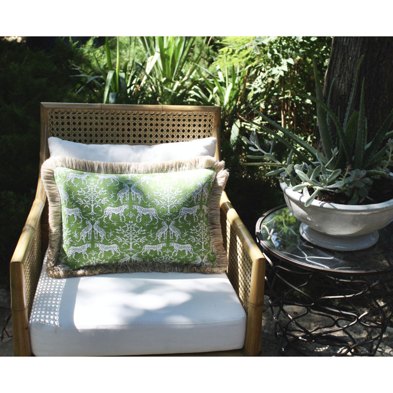 Indoor/Outdoor Pillow Cover & Insert, Kiwi Green/Green/White, Rectangular, 14" H x 20" W