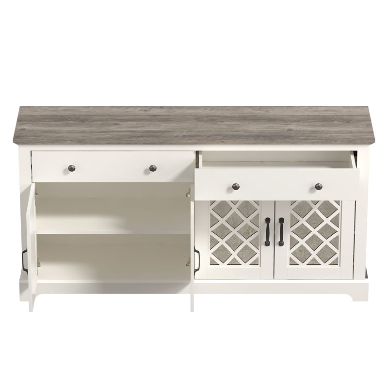 Chessani 2 Drawer Sideboard, Black/Knotty Gray Oak, Diamora