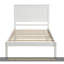 Structure de lit plateforme avec tête de lit, support à lattes de bois, aucun sommier requis, simple, blanc-982498679-982498678