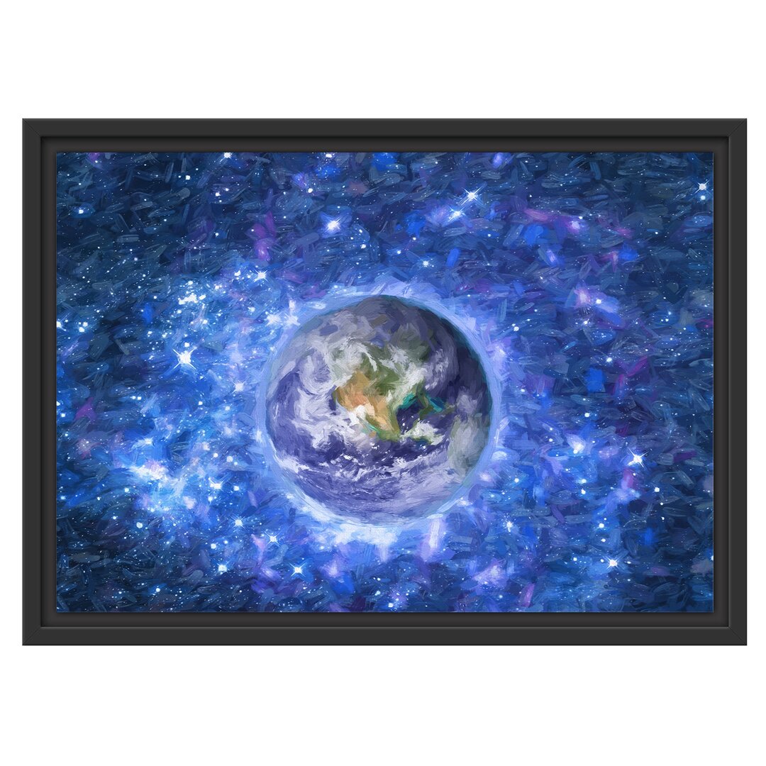 Gerahmtes Wandbild Planet ErdeWeltraum Kunst