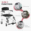 Accessibility Commode Wheelchair, Rolling Shower Wheelchair with 4 Castor Wheels, Rectangle Detachable Bucket, & Waterproof Design, 17" Seat Width, Black