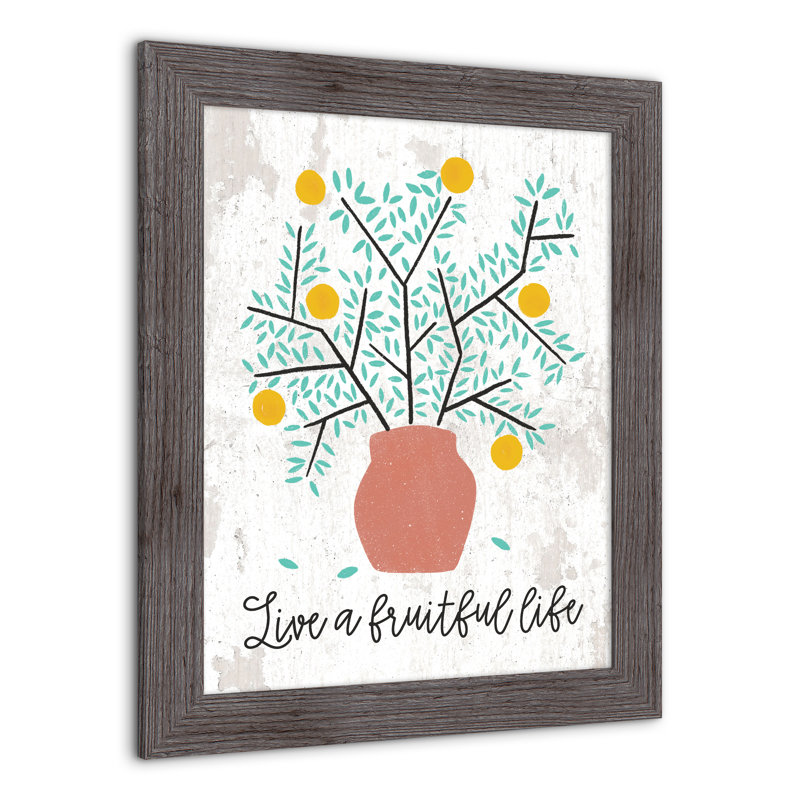 " Fruitful Citrus Tree ", 20" H x 16" W x 0.75" D, Gray
