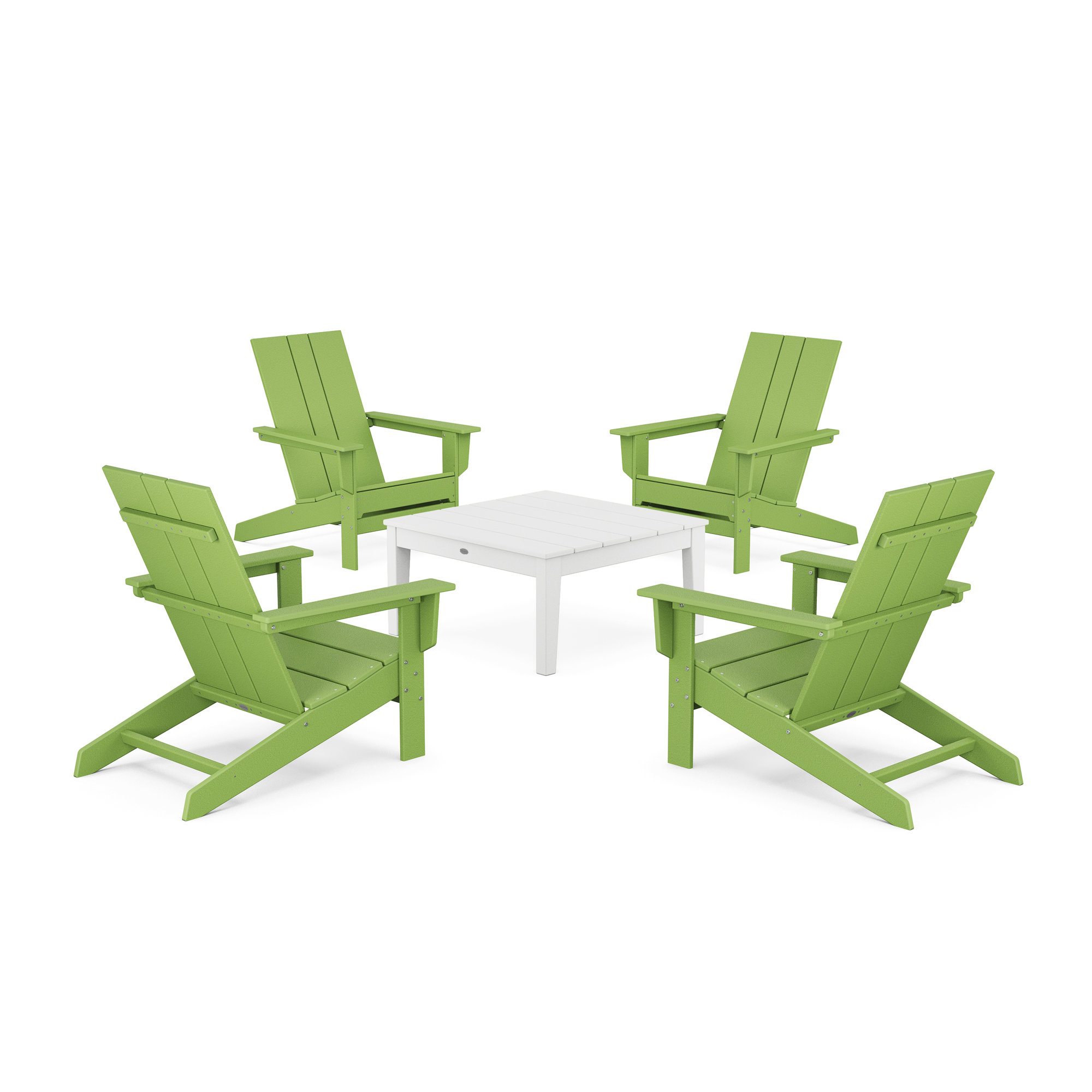 5 Piece Multiple Chairs Seating Group, Lime/White