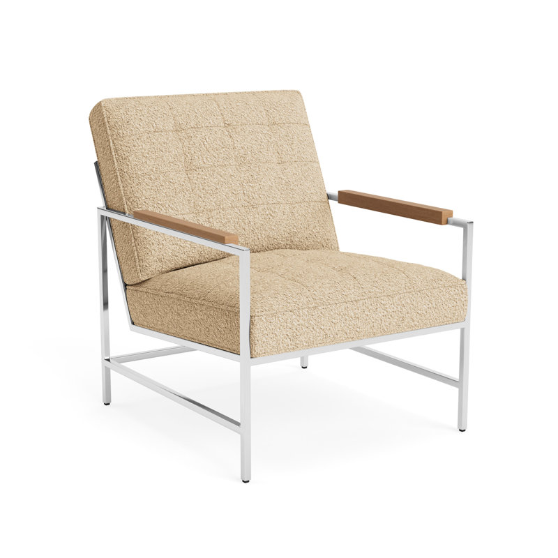 Major Arm Chair, Natural, Berber - Dune, Polished Stainless Steel