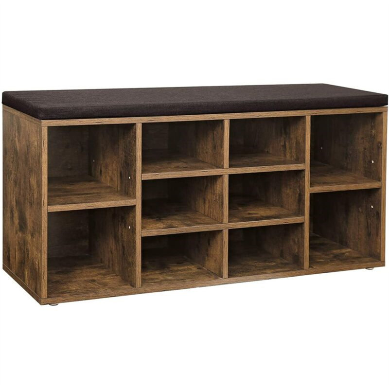 10 Pair Shoe Storage Bench, Brown