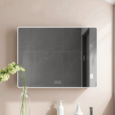 35 X 28 Inches  Bathroom LED Light  Aluminum Mirror Medicine Cabinet,Grey