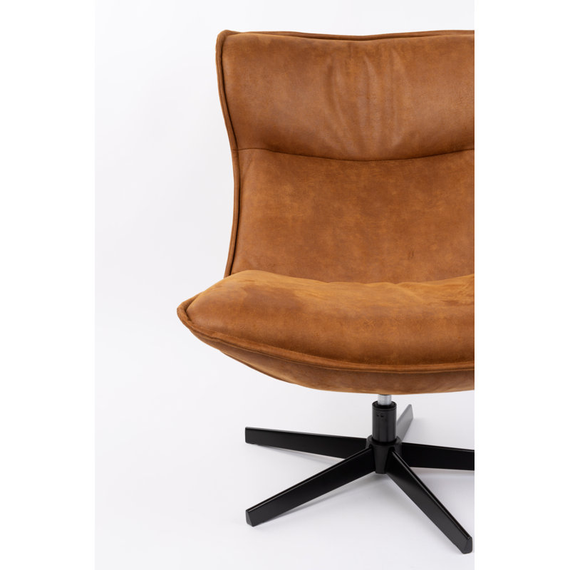 John Upholstered Swivel Accent Chair, Brown Polyester Blend