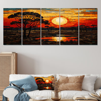 «Savannah Sunset in African Safari Hues III, 5 pièces», 5 pièces