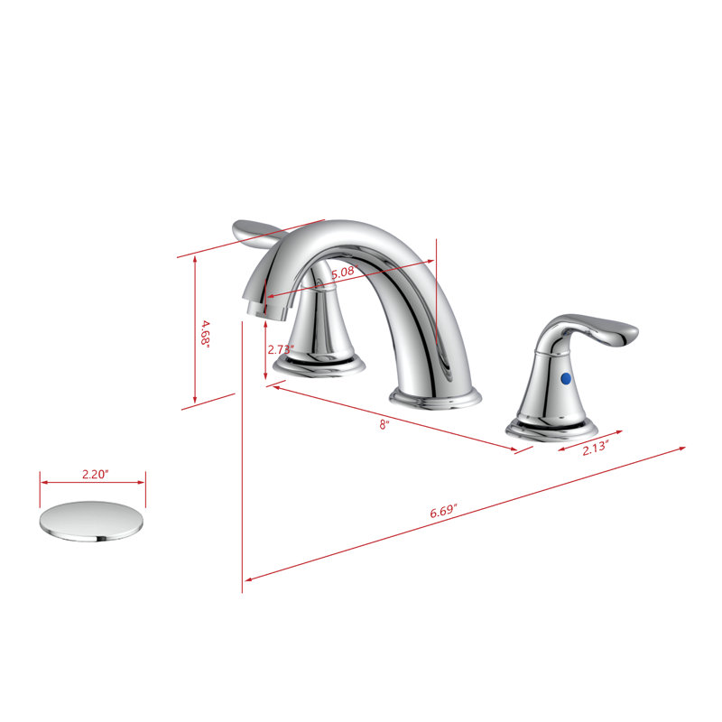 Robinet de salle de bain à large entraxe, Chrome