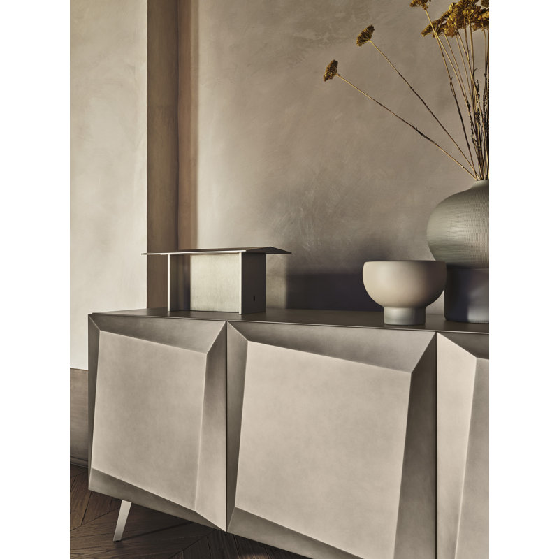 Alterego Sideboards Buffets, 31.13"H x 95"W x 19.75"D, Matt Pearl Beige Brushed/Matt Pearl Beige