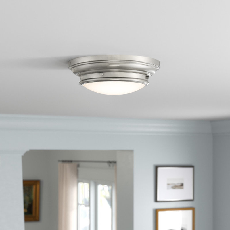 Plafonnier 2 lumières Meridian en nickel brossé, Nickel brossé