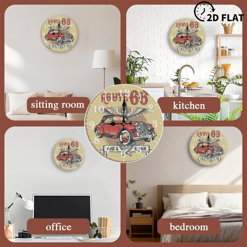 Horloge murale en bois 10 po, mouvement silencieux, à piles (piles AA non incluses), décor artistique, parfait pour les décorations