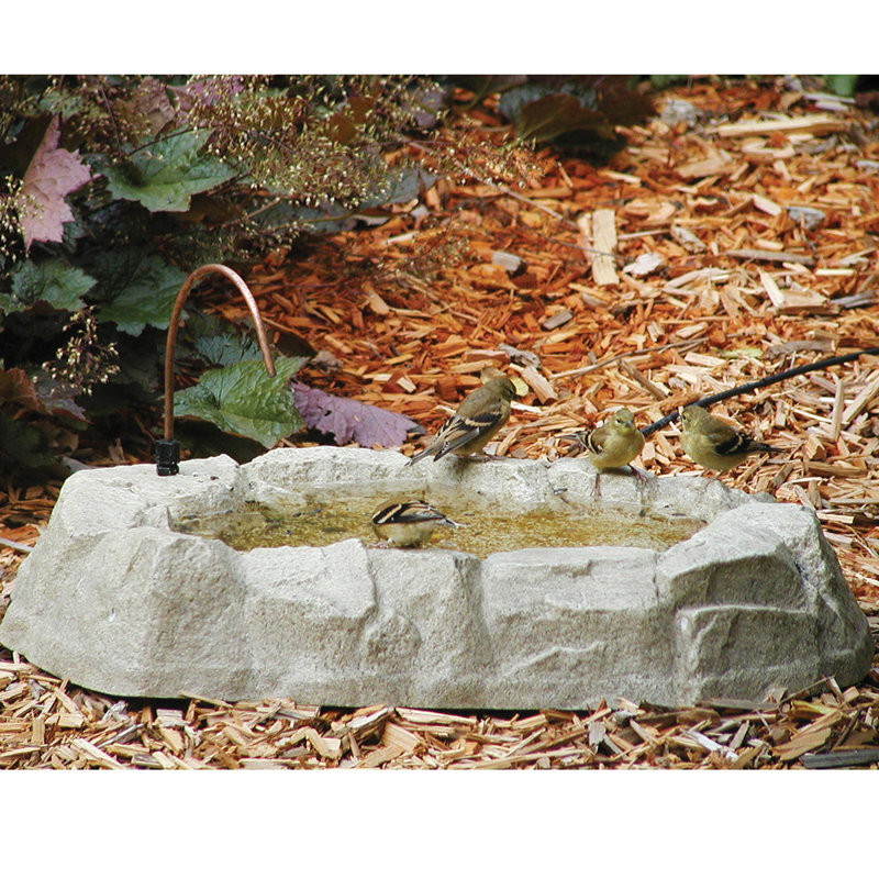 Rocky Mountain Tan Plastic Ground Level Bird Bath with Dripper