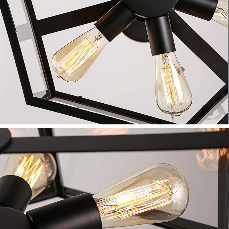 Lustre européen hexagonal en fer avec abat-jour en acrylique