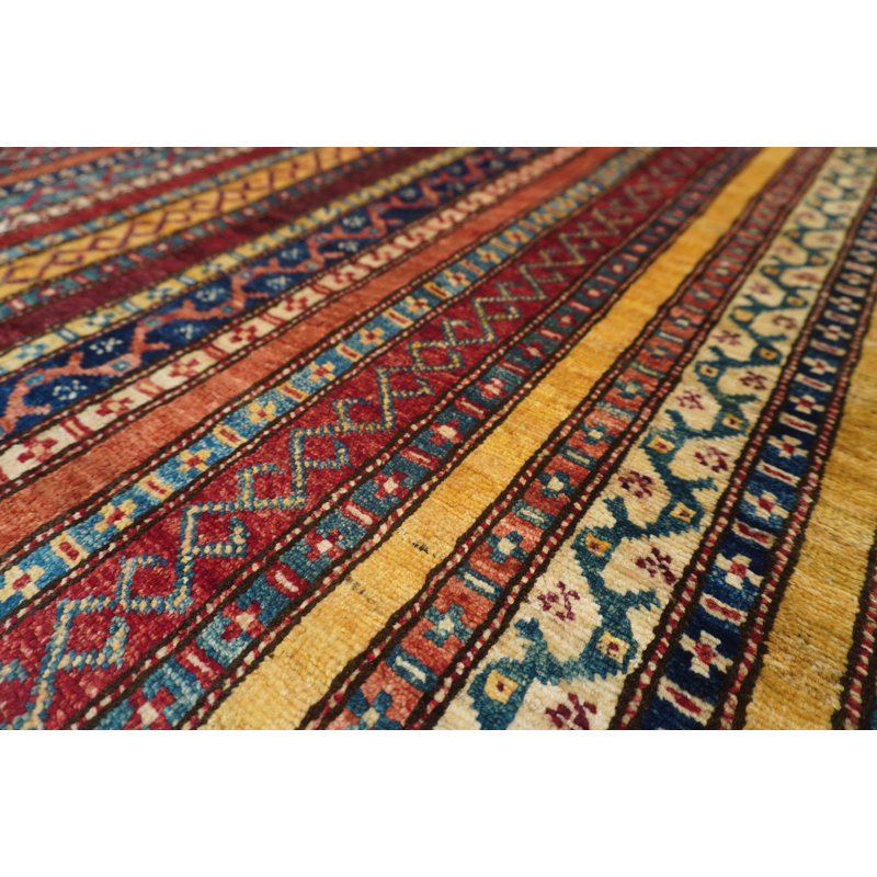 Aryana Wool Striped Area Rug in Red