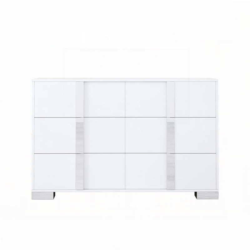 Commode 6 tiroirs avec commode, Blanc