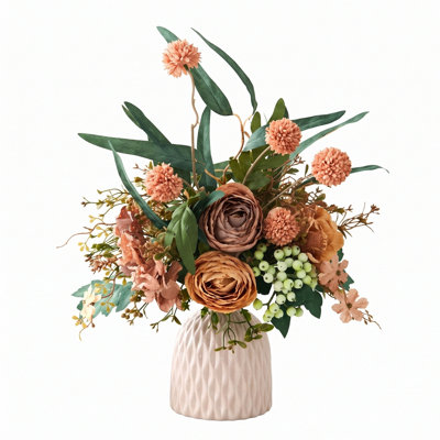 Faux fleurs d'automne dans un vase, fausses fleurs dans un vase, arrangement floral d'automne, centres de table d'automne, fleurs artificielles, décor de cuisine, décor de table basse