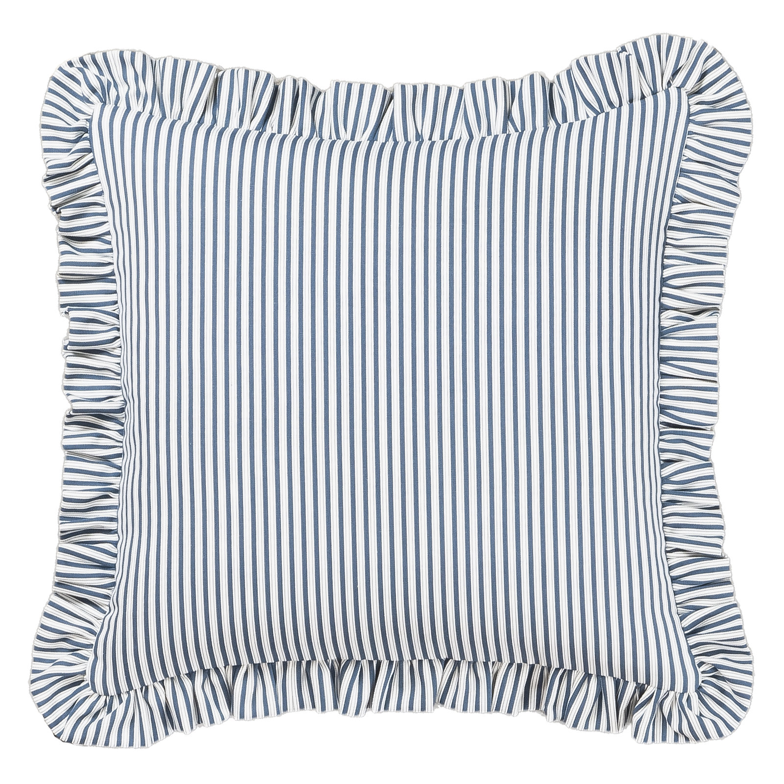 Birch Lane Polo Stripe Ruffled Accent Pillow, Polyester, Blue