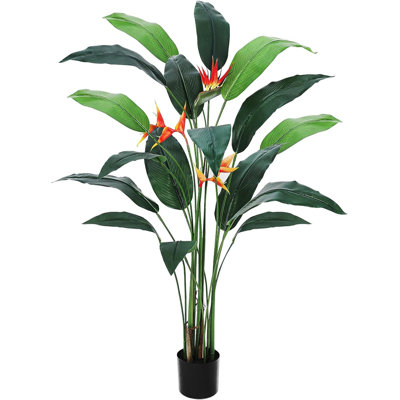 Artificial Bird of Paradise Plant, 7 ft, 17 Trunks and Leaves, Synthetic Palm for Indoor and Outdoor, Modern Home and Office Decor