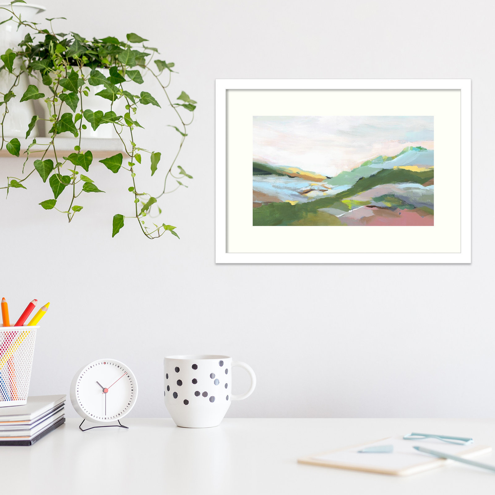Highland I by Isabelle Z, White Framed Paper, 27" H x 37" W
