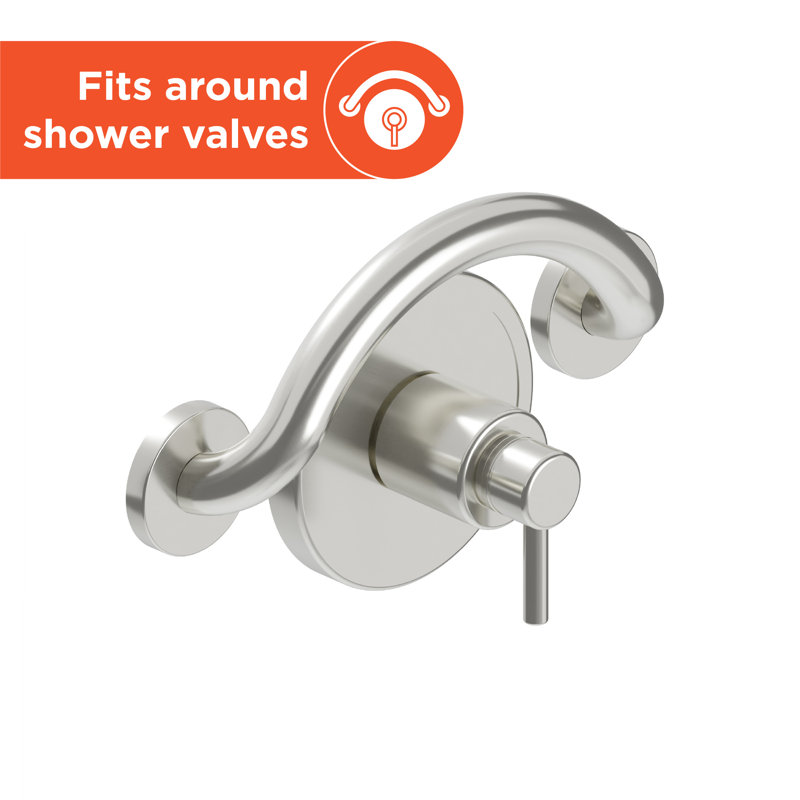 PLUS Corner Shelf, Grab Bar for Bath and Shower Safety (500 lb. Capacity), Brushed Stainless