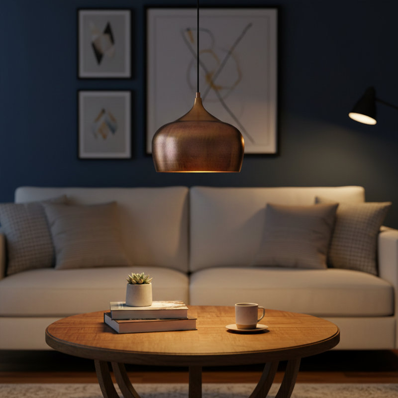 Luminaire suspendu simple en métal doré