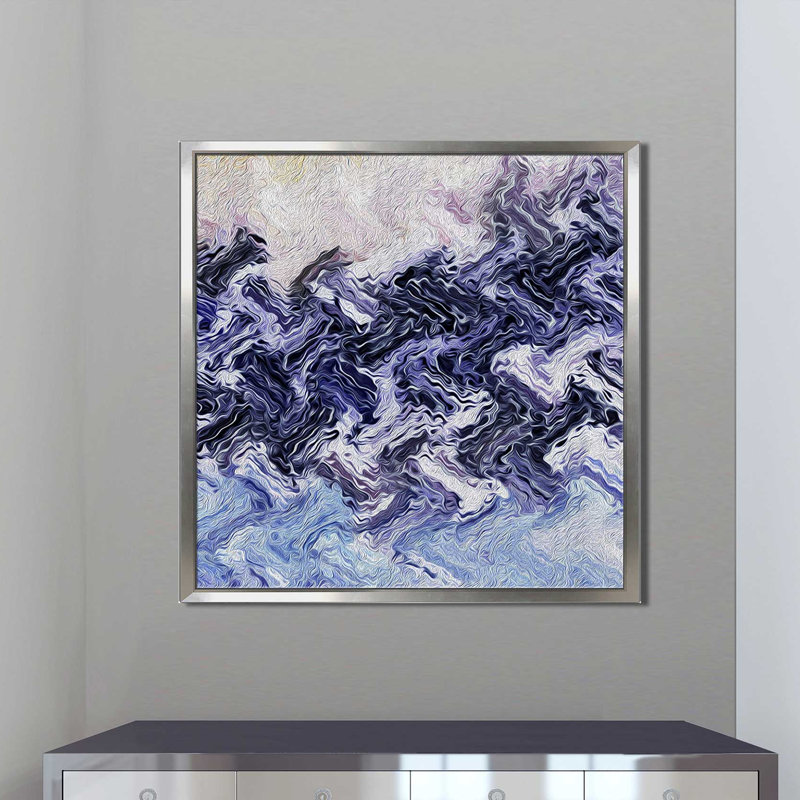 Peinture à l'acrylique 'Purple Fire - Square', 21,5" H x 21,5" L x 2" D, Cadre flottant