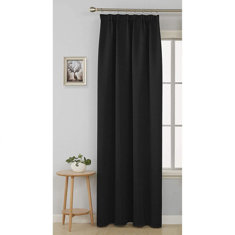 Brent Blackout Curtain Single Panel, Black, 140 W x 175 D cm